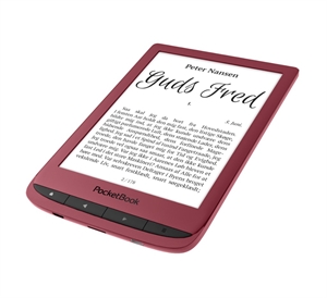 eBookReader PocketBook Touch Lux 5 rød forfra sidelæns